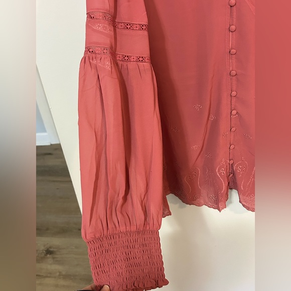 Torrid Chiffon Ruffle Collar Eyelet Embroidered Blouse - Picture 5 of 9